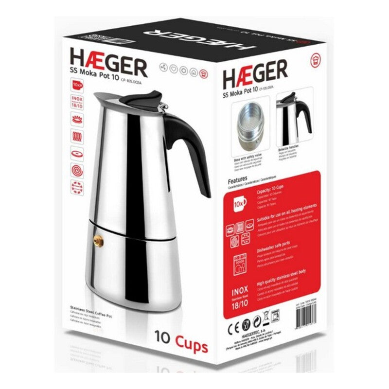 Italienische Kaffeemaschine Haeger Moka Edelstahl 18/10