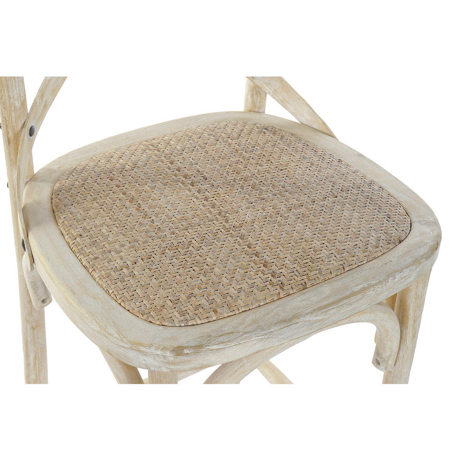 Hocker DKD Home Decor Weiß Rattan Ulmenholz (48 x 55 x 116 cm)