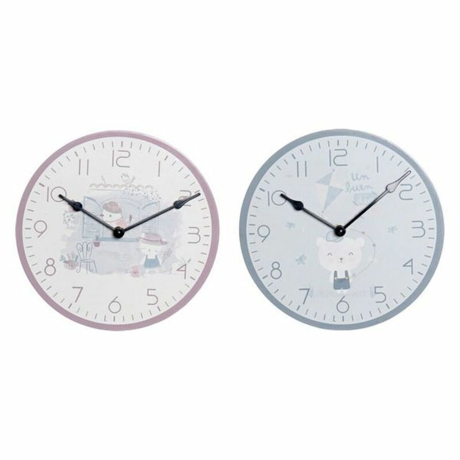 Wanduhr DKD Home Decor Für Kinder Holz MDF (2 pcs) (24 x 3 x 24 cm)