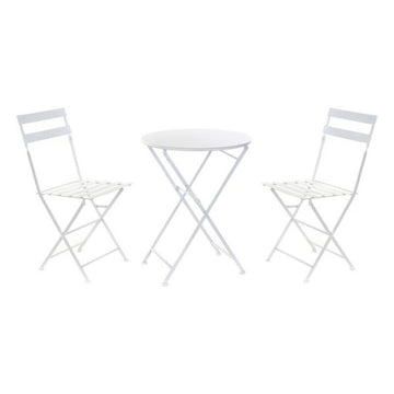 Tisch-Set mit 2 Stühlen DKD Home Decor Weiß Metall (3 pcs)