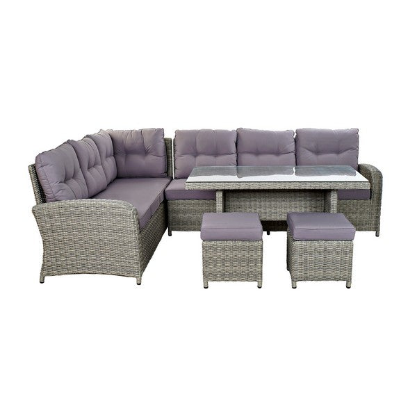 Wohnzimmer Sitzgruppe mit Tisch DKD Home Decor MB-166669 Außenbereich Kristall Polyester Synthetischer Rattan Stahl (267 x 204 x