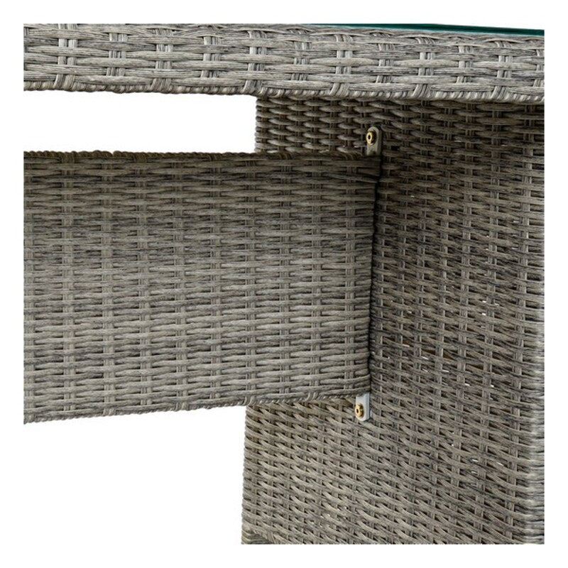 Wohnzimmer Sitzgruppe mit Tisch DKD Home Decor MB-166669 Außenbereich Kristall Polyester Synthetischer Rattan Stahl (267 x 204 x