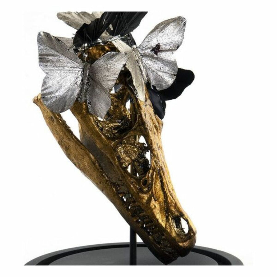 Deko-Figur DKD Home Decor Kristall Schwarz Gold Metall Harz Schmetterlinge Holz MDF (17 x 17 x 26 cm)