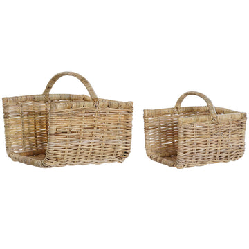 Brennholzträger DKD Home Decor Rattan Cottage (2 pcs)