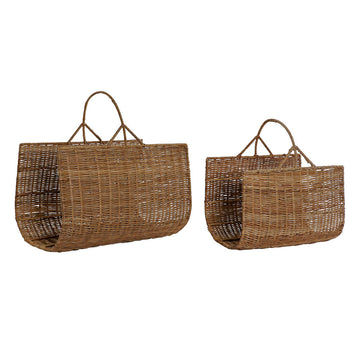 Brennholzträger DKD Home Decor Rattan Tropical (2 pcs) (36 x 49 x 51 cm) (25 x 40 x 40 cm)