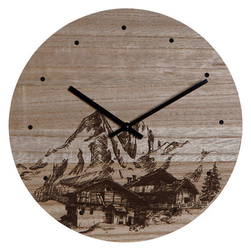 Wanduhr DKD Home Decor Berg Schwarz Holz MDF (30 x 30 x 1.5 cm)