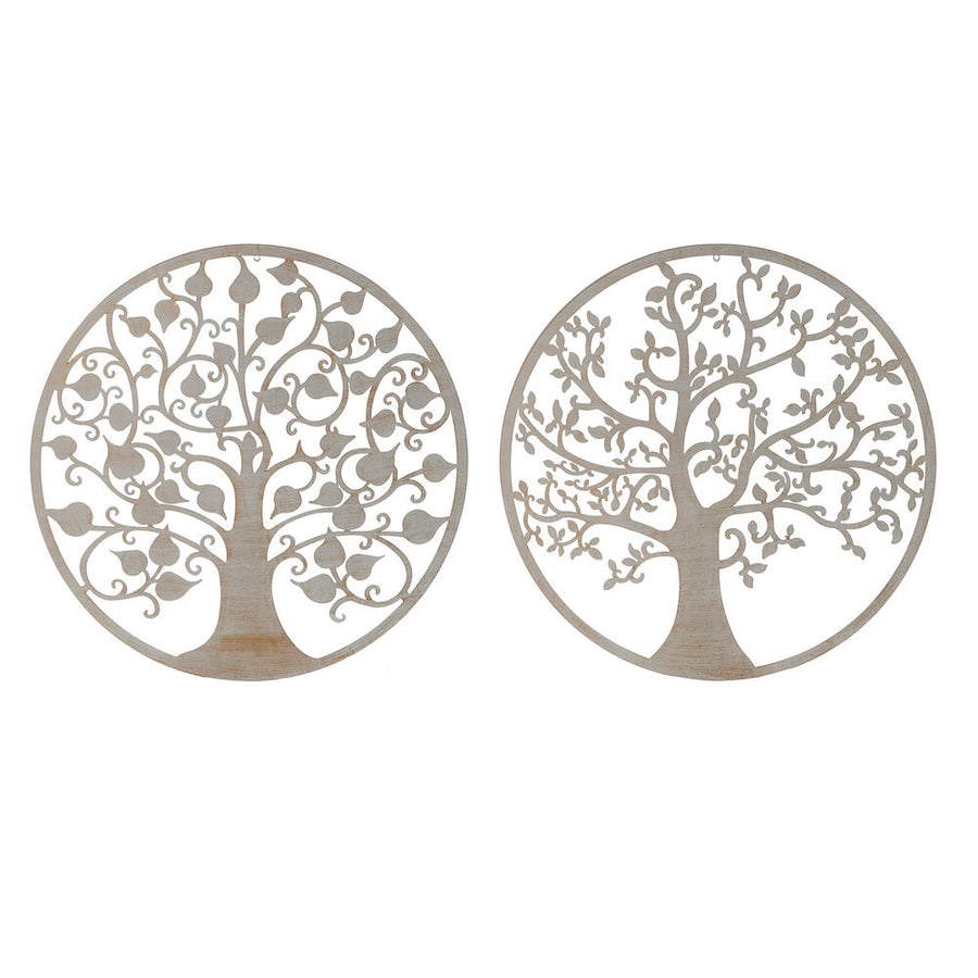 Wanddekoration DKD Home Decor Weiß Metall Baum (2 pcs) (100 x 1 x 100 cm)