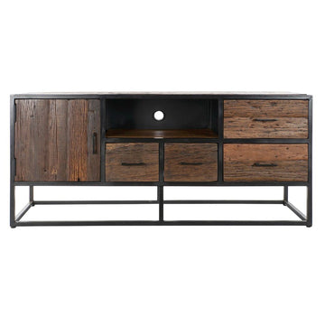 TV-Möbel DKD Home Decor Schwarz Metall Mango-Holz Dunkelbraun (135 x 42 x 61 cm)