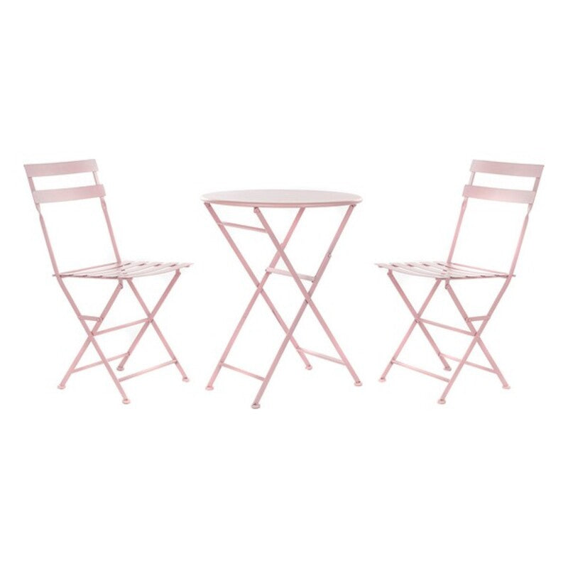 Tisch-Set mit 2 Stühlen DKD Home Decor Rosa Metall (3 pcs)