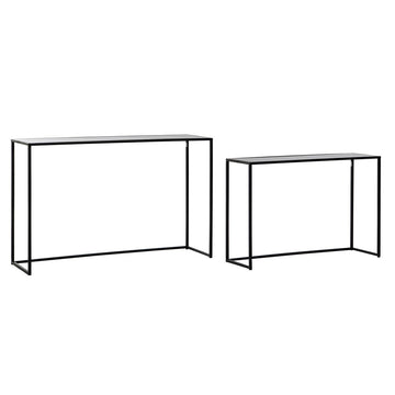 Konsole DKD Home Decor Kristall Schwarz Metall (100 x 30 x 65 cm) (80 x 25 x 55 cm) (2 pcs)