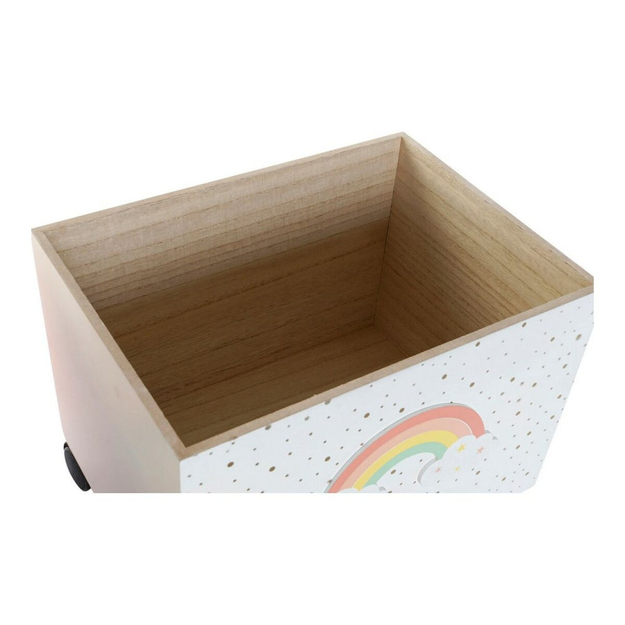 Aufbewahrungsbox mit Rädern DKD Home Decor Weiß Rosa Holz MDF (2 pcs) (30 x 22 x 26 cm)