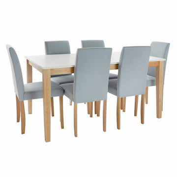 Tisch-Set mit 6 Stühlen DKD Home Decor Polyester Eg Lackierung (150 x 90 x 74 cm) (44 x 50 x 91 cm)