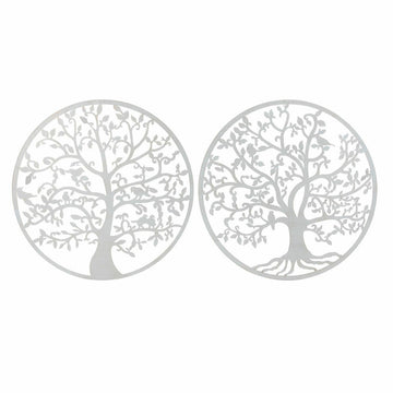 Wanddekoration DKD Home Decor Weiß Metall Baum (2 pcs) (99 x 1 x 99 cm)