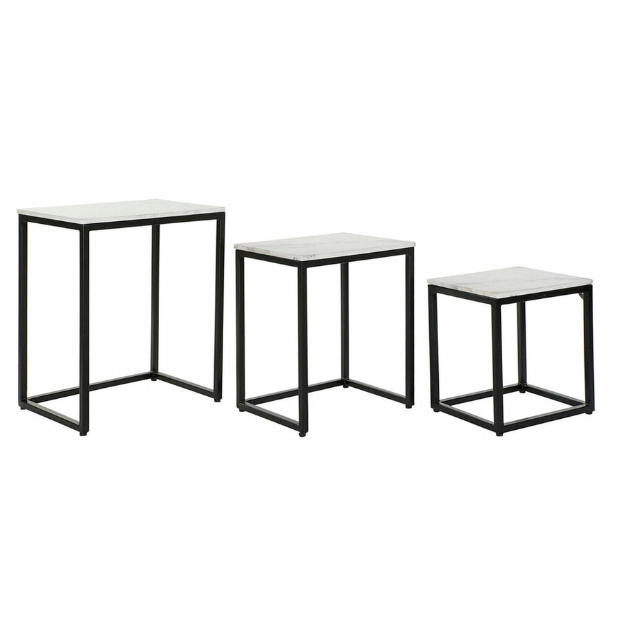 Set mit 3 Tischen DKD Home Decor Schwarz Weiß Marmor Eisen (50 x 35 x 60.5 cm) (3 pcs)