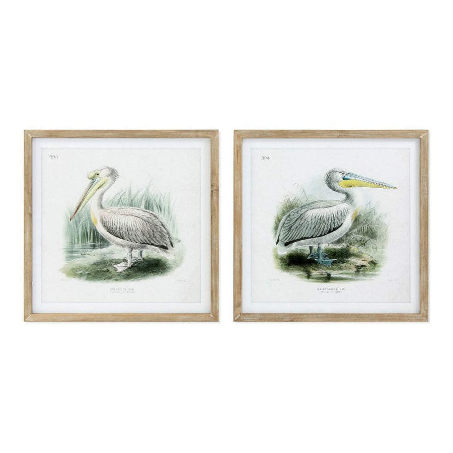 Bild DKD Home Decor Pelican Fugl (2 Stück) (60 x 2 x 60 cm)