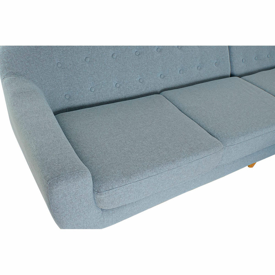 Dreisitzer-Sofa DKD Home Decor Polyester Kautschukholz Himmelsblau (226 x 144 x 84 cm)