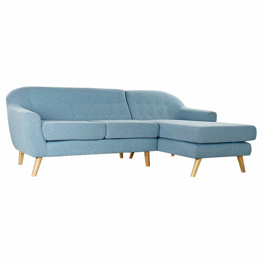 Dreisitzer-Sofa DKD Home Decor Polyester Kautschukholz Himmelsblau (226 x 144 x 84 cm)