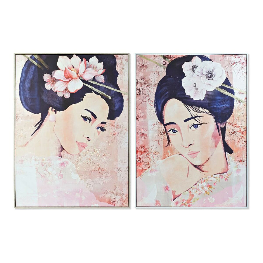 Bild DKD Home Decor CU-179961 Leinwand Geisha Orientalisch (103,5 x 4,5 x 144 cm) (2 Stück)