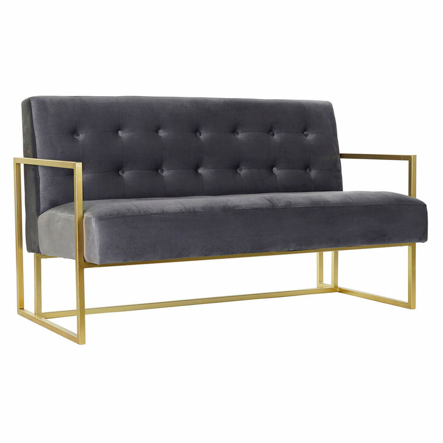 Sofa DKD Home Decor Grau Polyester Metall Golden Glam (128 x 70 x 76 cm)