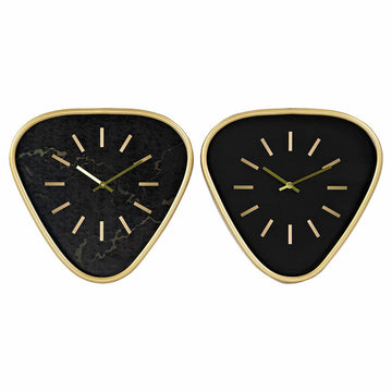 Wanduhr DKD Home Decor Schwarz Metall Golden (2 pcs) (40 x 6 x 38 cm)