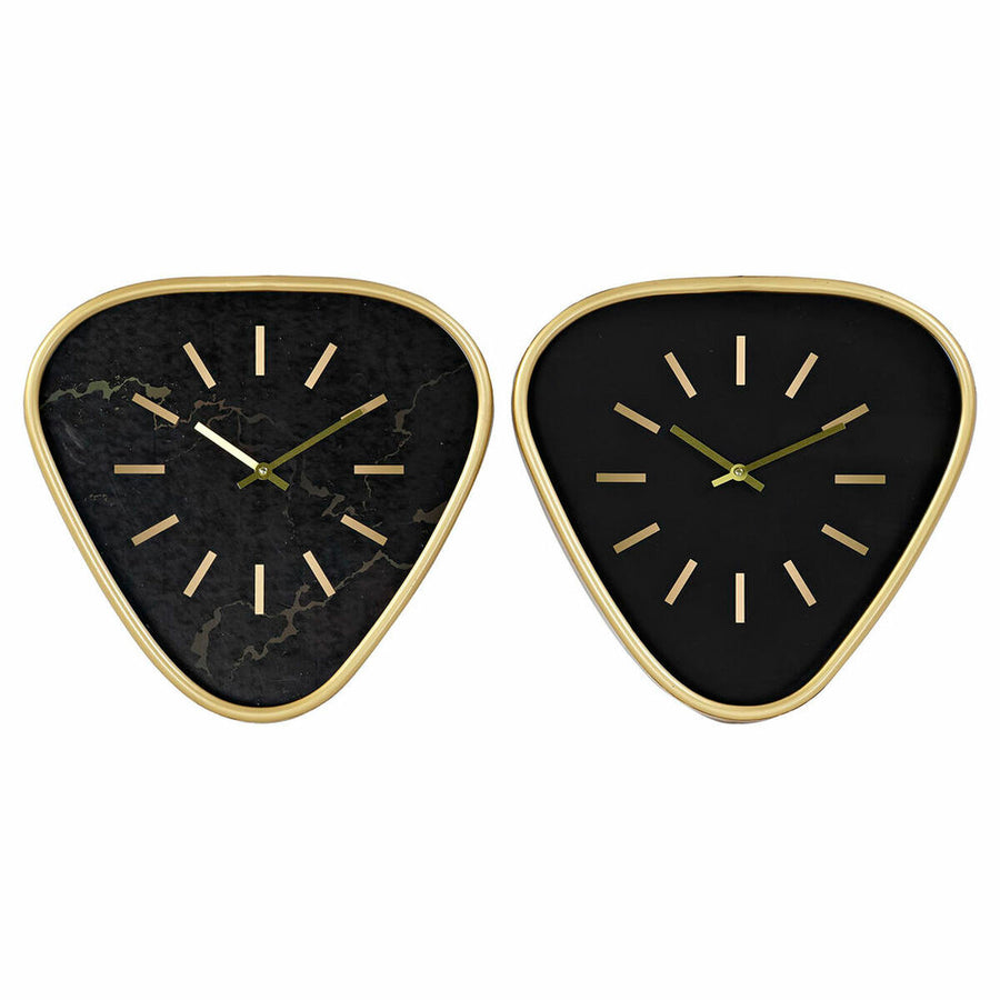 Wanduhr DKD Home Decor Schwarz Metall Golden (2 pcs) (40 x 6 x 38 cm)