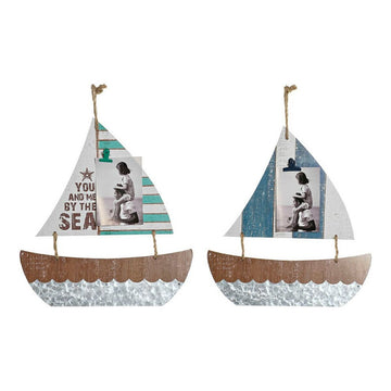 Dekoration zum Aufhängen DKD Home Decor Segelboot Schnur Holz MDF (2 pcs) (40 x 2 x 43 cm)