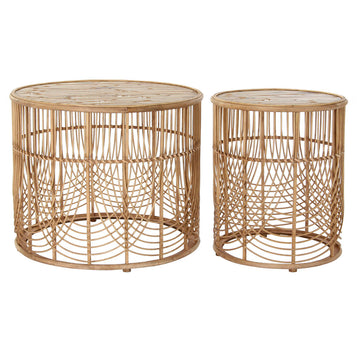 Beistelltisch DKD Home Decor Rattan (2 pcs) (43 x 43 x 52 cm) (62 x 62 x 52 cm)