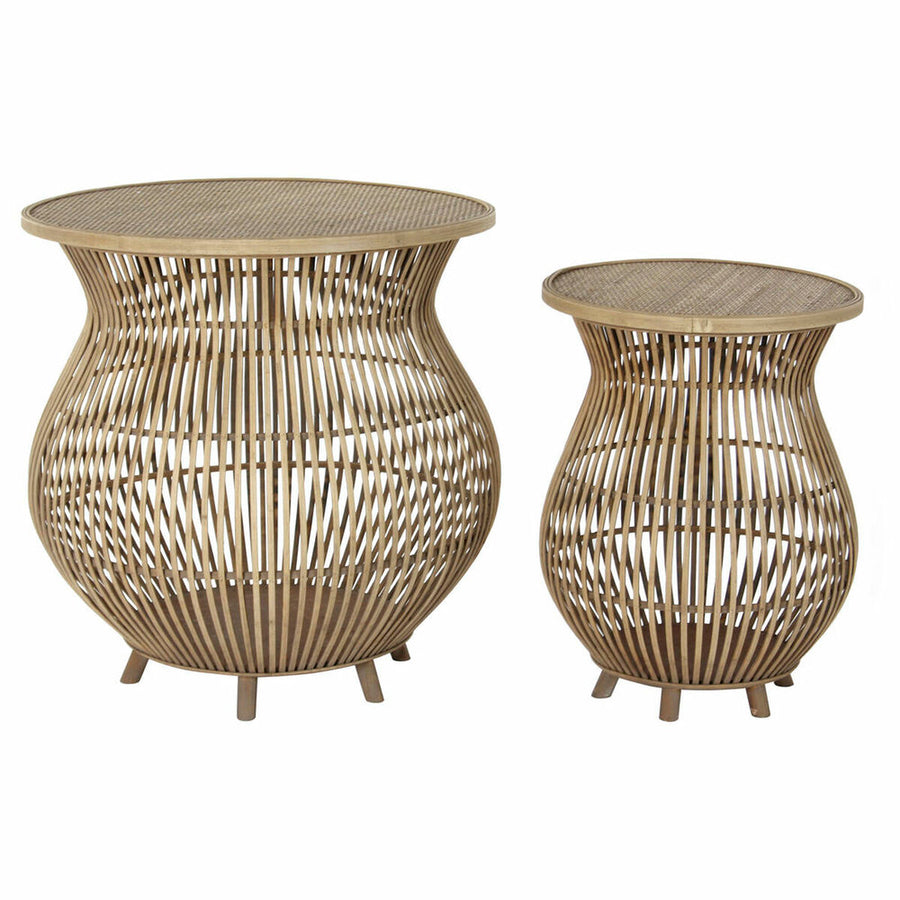 Beistelltisch DKD Home Decor Rattan (2 pcs) (61 x 61 x 62 cm) (41 x 41 x 53 cm)