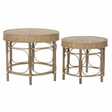 Beistelltisch DKD Home Decor Rattan (2 pcs) (61.5 x 61.5 x 52 cm) (50 x 50 x 43.5 cm)