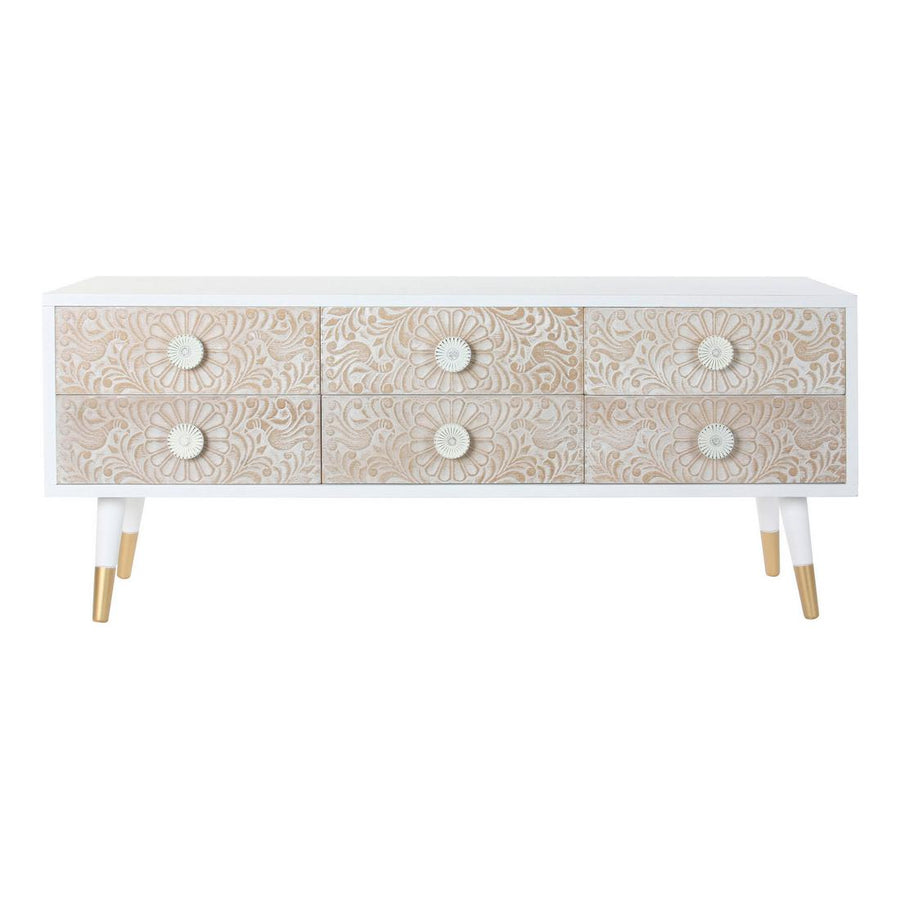 TV-Möbel DKD Home Decor Tanne Gold Weiß Hellbraun (119 x 42 x 50 cm)