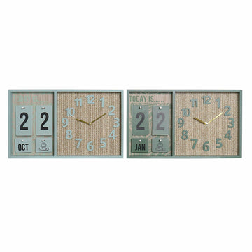 Wanduhr DKD Home Decor PP grün Minze Holz MDF (2 pcs) (40 x 5 x 24 cm)