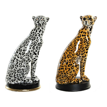 Deko-Figur DKD Home Decor Harz Leopard (2 pcs) (16 x 16 x 32 cm)