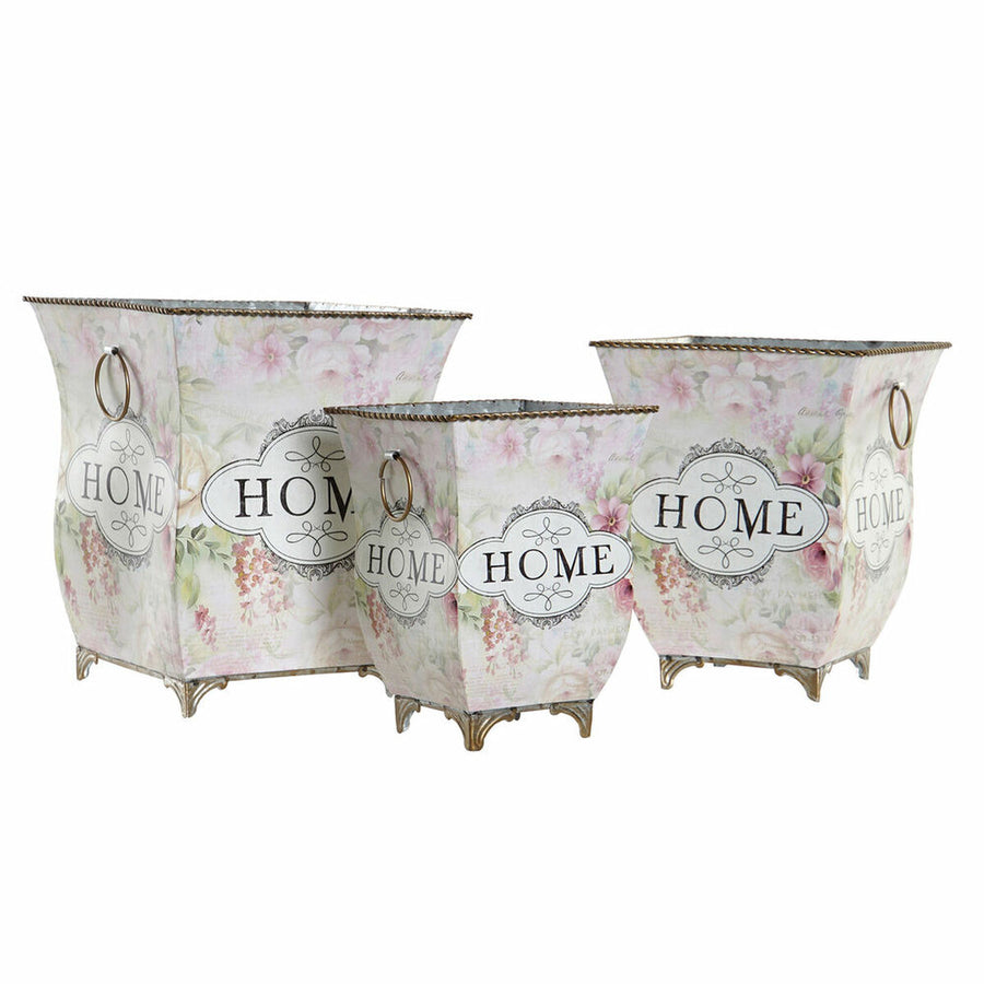 Blumentopf DKD Home Decor Rosa Metall (3 pcs)