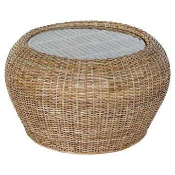 Beistelltisch DKD Home Decor Kristall Rattan (82 x 82 x 48 cm)