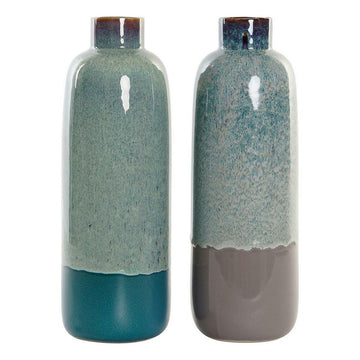 Vase DKD Home Decor Blau grün Porzellan Boho (2 pcs) (12 x 12 x 35 cm)