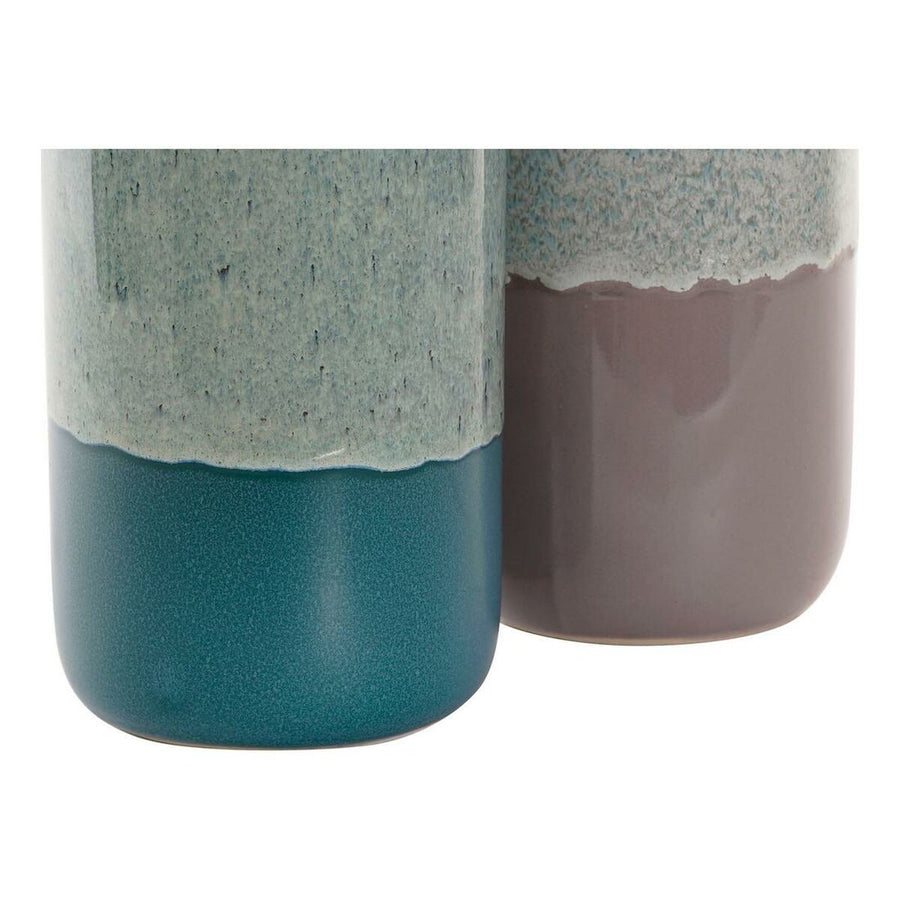 Vase DKD Home Decor Blau grün Porzellan Boho (2 pcs) (12 x 12 x 35 cm)