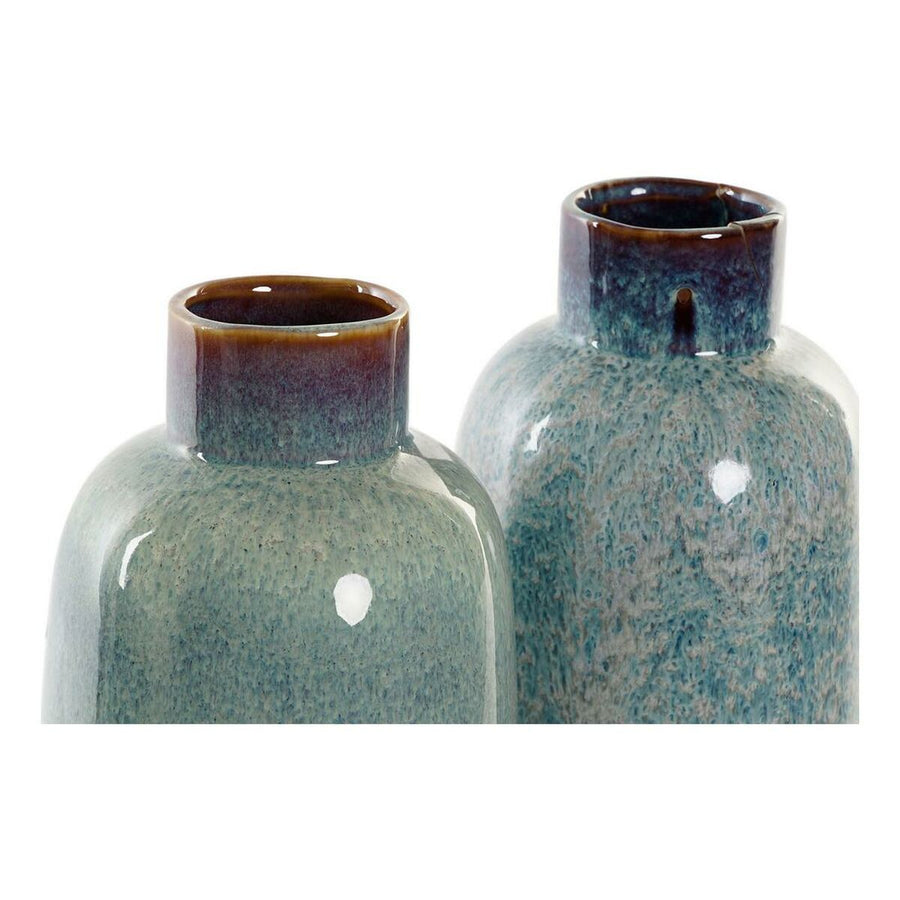 Vase DKD Home Decor Blau grün Porzellan Boho (2 pcs) (12 x 12 x 35 cm)