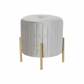 Fußstütze DKD Home Decor Grau Samt Metall Golden (44 x 44 x 46 cm)