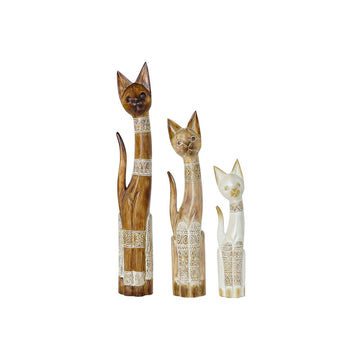 Deko-Figur DKD Home Decor 8424001848201 natürlich Beige Weiß Katzen Albassia-Holz (16 x 7,5 x 100 cm) (15,5 x 7 x 99,5 cm) (80 c