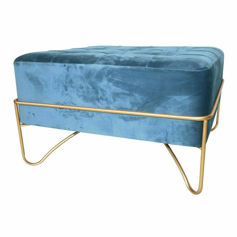 Barhocker DKD Home Decor   Schaum Blau Golden Metall Polyester Samt Holz MDF (80 x 80 x 42 cm)