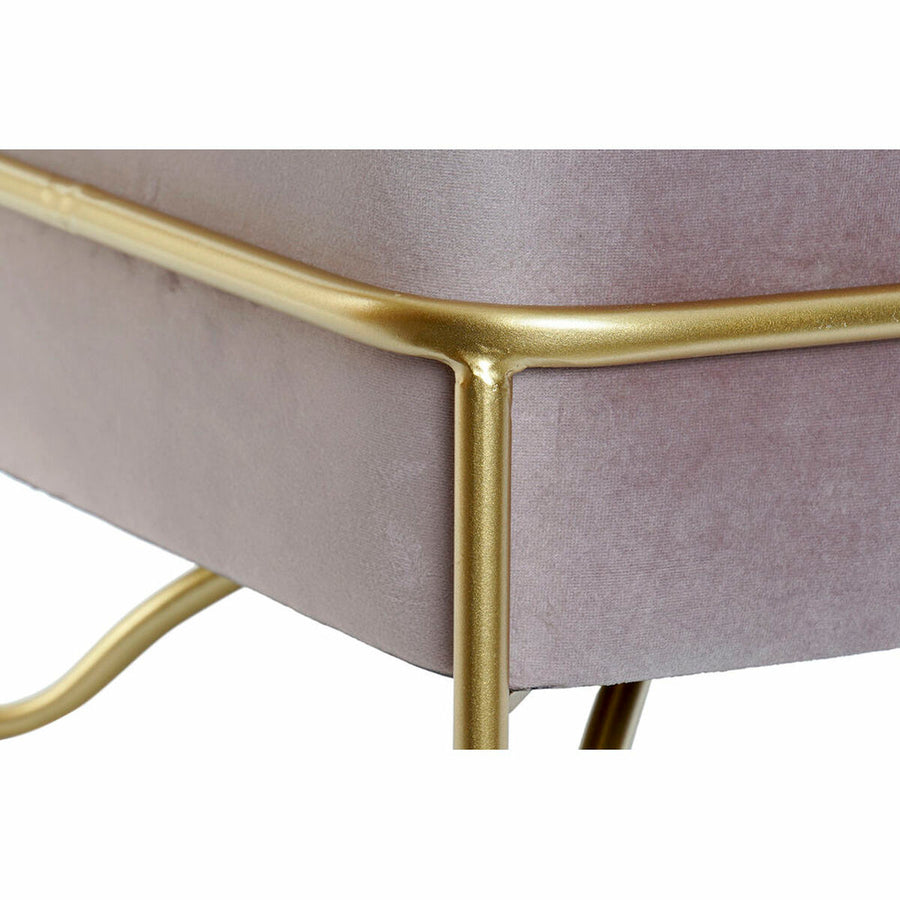 Barhocker DKD Home Decor   Schaum Rosa Golden Metall Polyester Samt Holz MDF (42 x 42 x 38 cm)