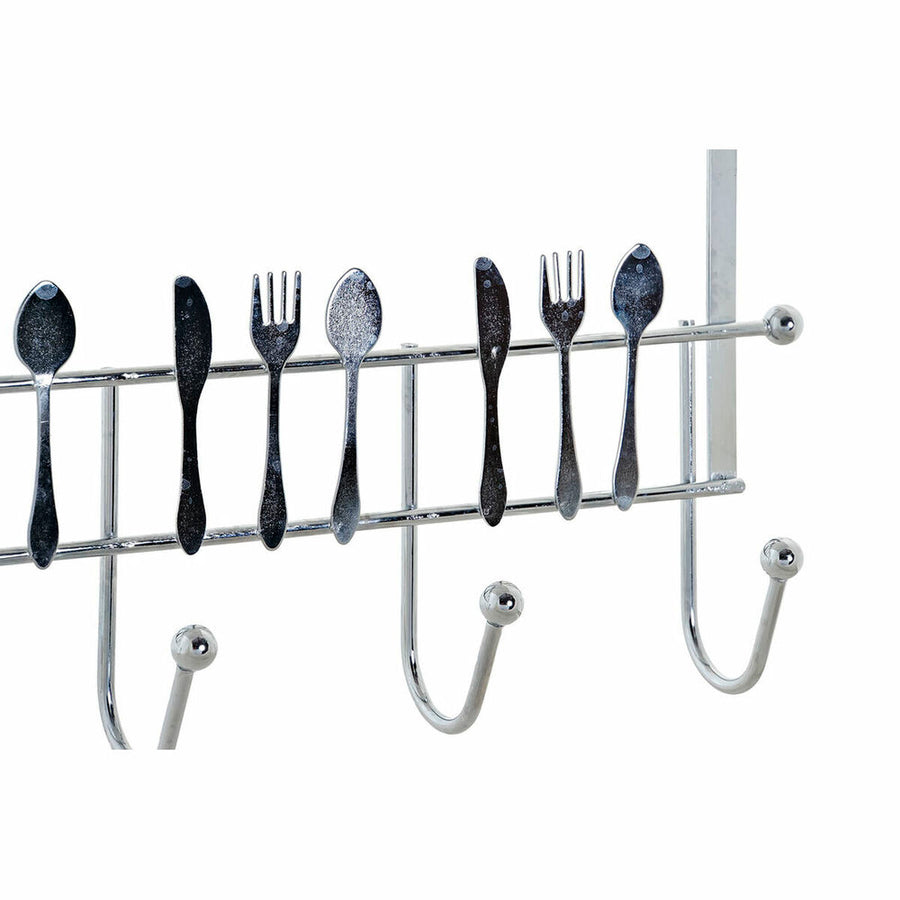 Jackenaufhänger für Türen DKD Home Decor Silber Metall Essbestecke (34 x 17 x 9 cm)