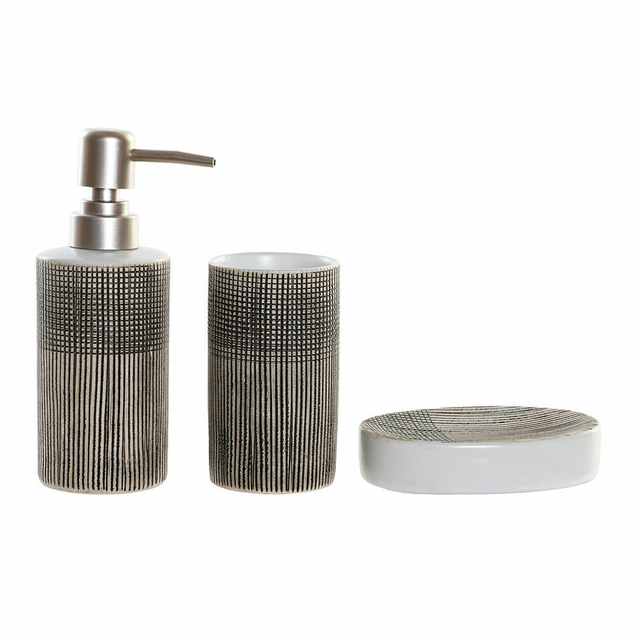 Badezimmer Set DKD Home Decor Braun ABS Steingut (3 pcs) (6.5 x 6.5 x 17 cm)