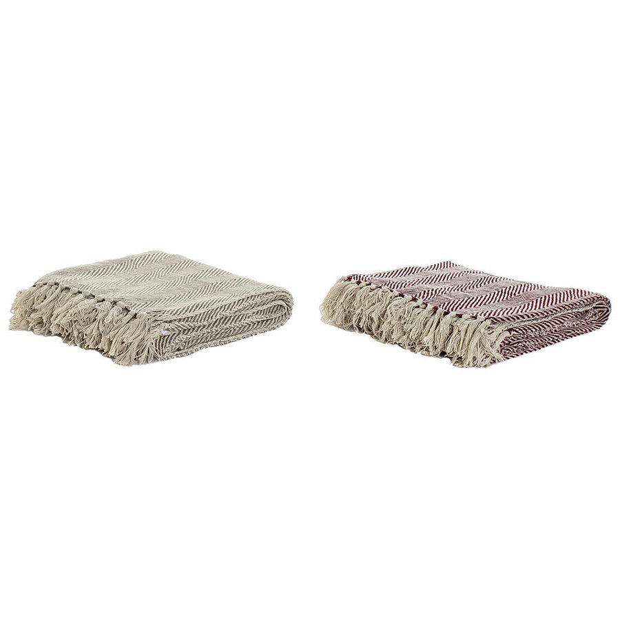 Decke DKD Home Decor Baumwolle Randbereich (150 x 200 x 1 cm) (2 pcs)