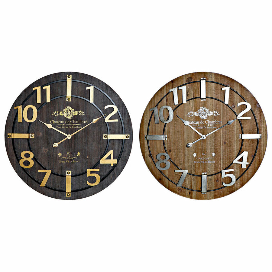 Wanduhr DKD Home Decor Schwarz Eisen Holz MDF (68 x 3 x 68 cm) (2 pcs)