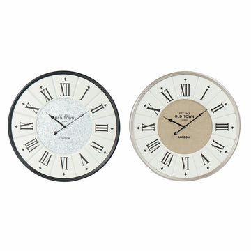 Wanduhr DKD Home Decor Grau Beige Eisen Holz MDF (2 pcs) (60 x 5 x 60 cm)