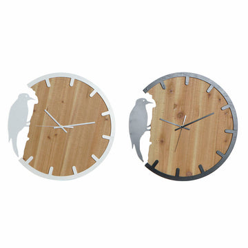 Wanduhr DKD Home Decor Schwarz Weiß Eisen Fugl Holz MDF (50 x 3.5 x 50 cm) (2 pcs)