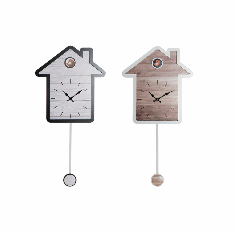 Wanduhr DKD Home Decor Weiß Haus Holz MDF (32 x 4.5 x 56 cm) (2 pcs)