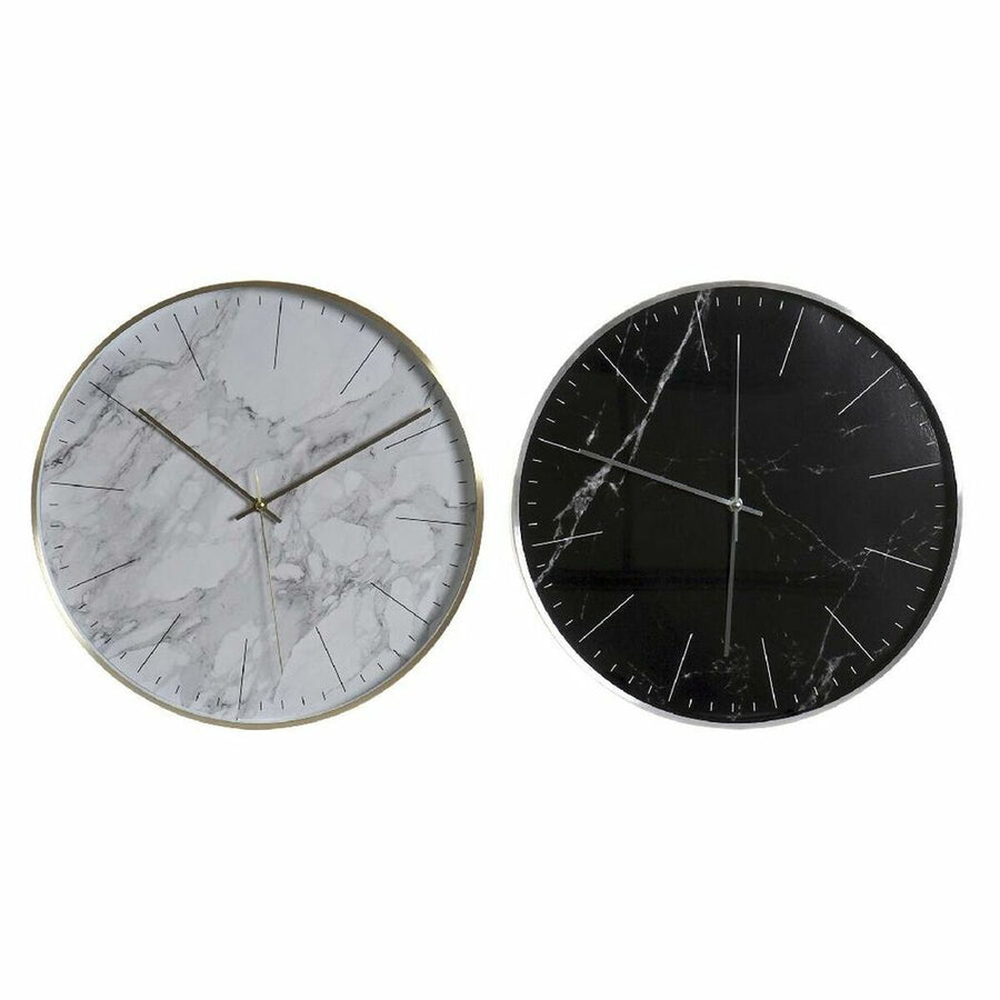 Wanduhr DKD Home Decor Schwarz Aluminium Weiß (40 x 5 x 40 cm) (2 pcs)