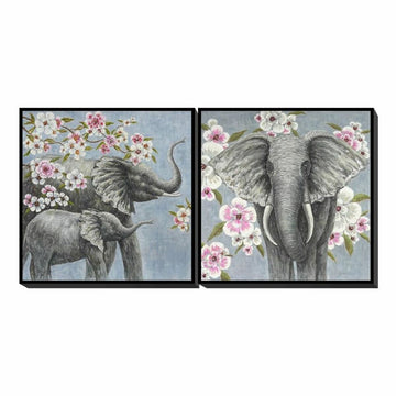 Bild DKD Home Decor Elefant Kolonial Blomster (100 x 3,5 x 100 cm) (2 Stück)